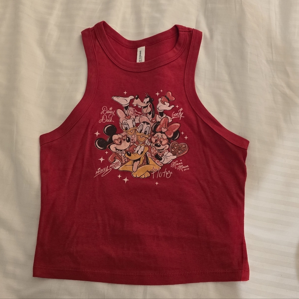 Disney Red Cropped Tank Top with Characters